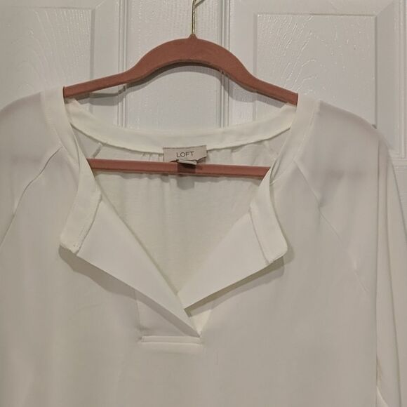 Ann Taylor Loft  white blouse Sz L - Picture 3 of 5